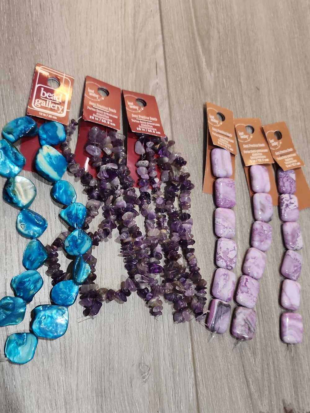 Bead Gallery 1 Blue, 2 Purple & 3 Lavender Gemstone Bead Strands LOT